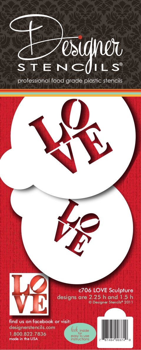 Designer Stencils C706 LOVE Sculpture Cookie Stencil Set, Beige/Semi-Transparent - Image 1
