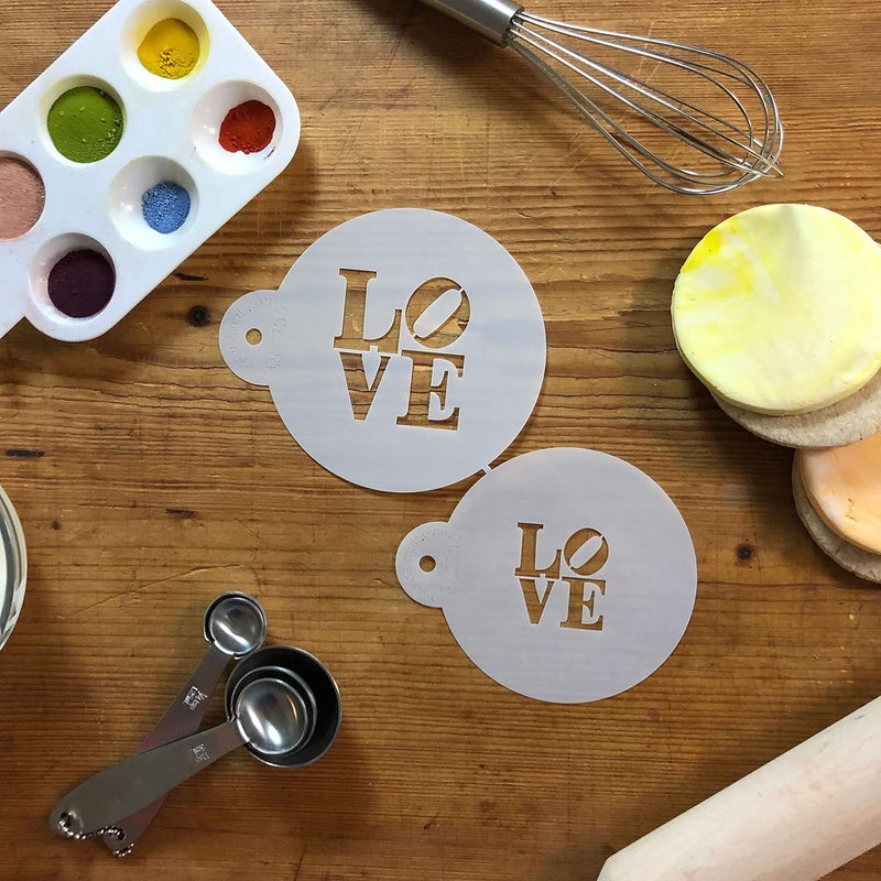 Designer Stencils C706 LOVE Sculpture Cookie Stencil Set, Beige/Semi-Transparent - Image 3