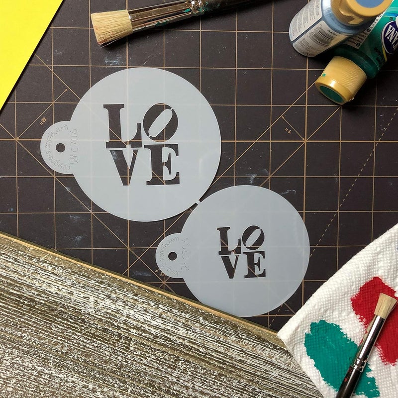 Designer Stencils C706 LOVE Sculpture Cookie Stencil Set, Beige/Semi-Transparent - Image 4