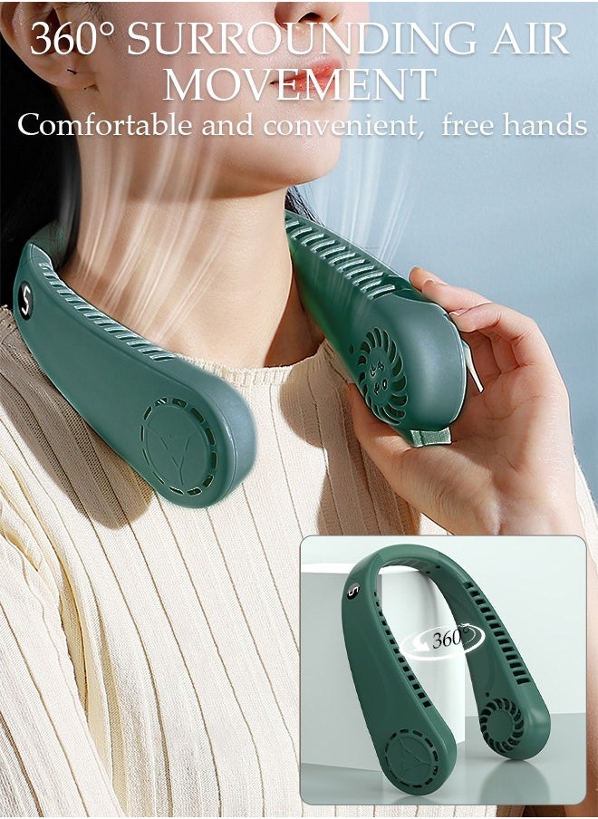 DUNISO Portable Neck Fan with LED Display, Hands Free Bladeless Neck Fan, 5 Speeds Adjustable USB Rechargeable Battery Powered Personal Neck Fan for Office, Travel, Sports, Household, Outdoor  - Image 2