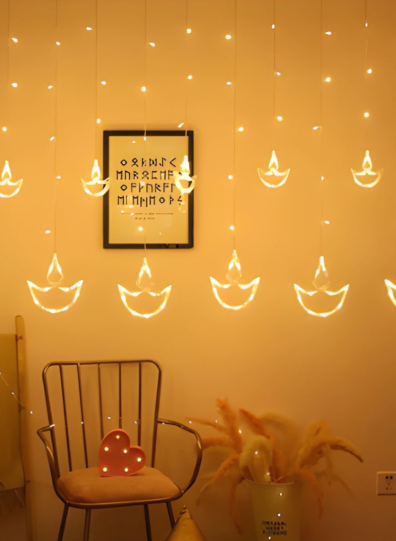 DPL Home Decor Warm White Diwali String Lights with 12 Hanging Diyas, 8 Flashing Modes, Battery Box & USB Powered – Ideal for Diwali, Wedding, Party, Outdoor & Indoor Decorations – DPL-724-WW - Image 3