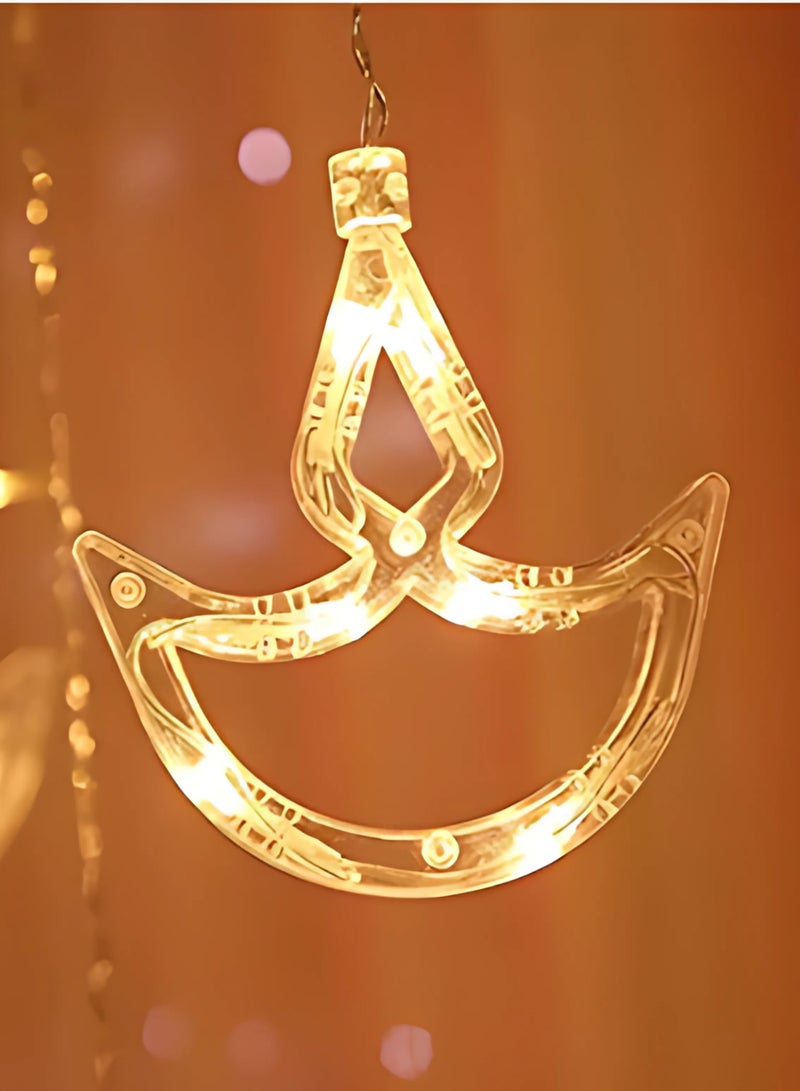 DPL Home Decor Warm White Diwali String Lights with 12 Hanging Diyas, 8 Flashing Modes, Battery Box & USB Powered – Ideal for Diwali, Wedding, Party, Outdoor & Indoor Decorations – DPL-724-WW - Image 2