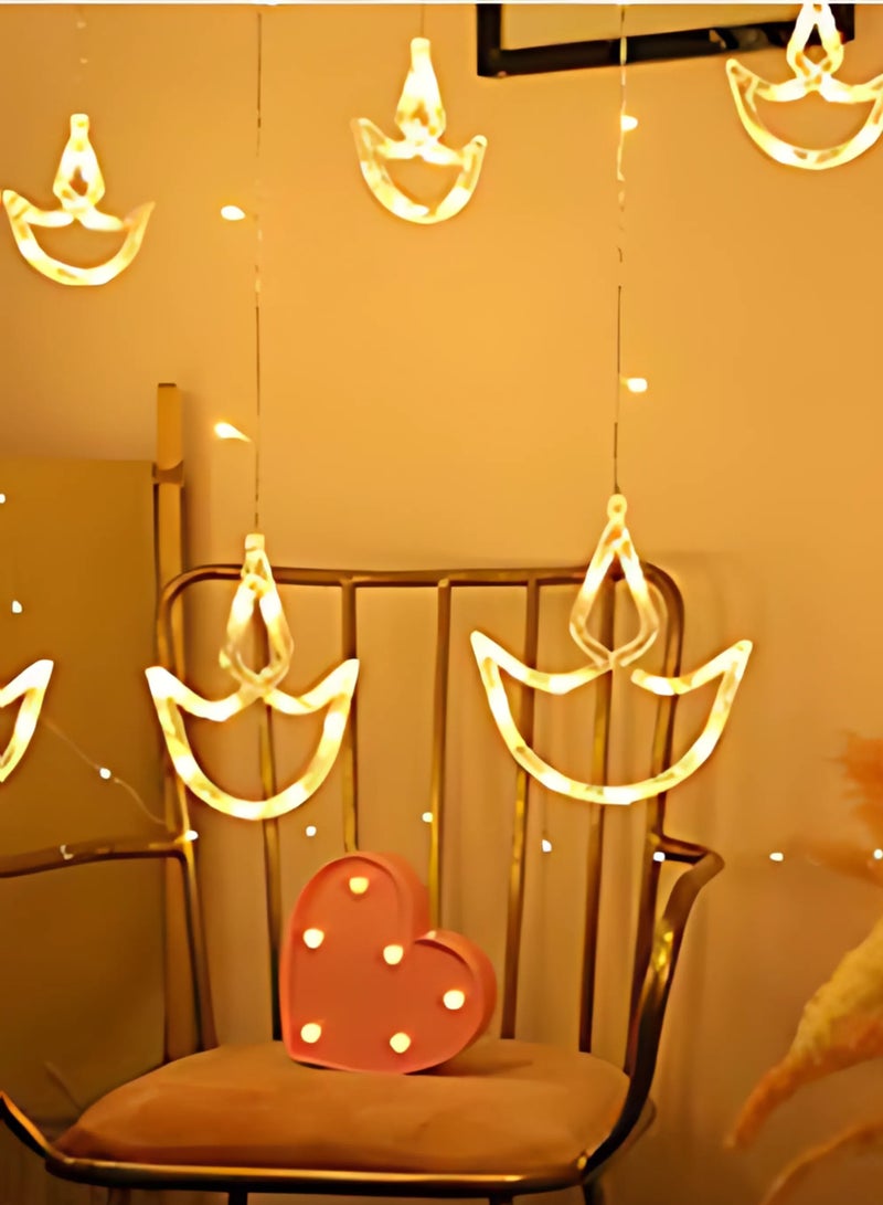 DPL Home Decor Warm White Diwali String Lights with 12 Hanging Diyas, 8 Flashing Modes, Battery Box & USB Powered – Ideal for Diwali, Wedding, Party, Outdoor & Indoor Decorations – DPL-724-WW - Image 5