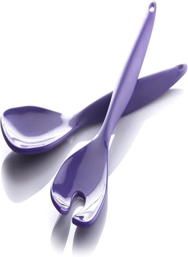 M-Design Plastic Salad Serving Spoon & Fork Set (Purple)
