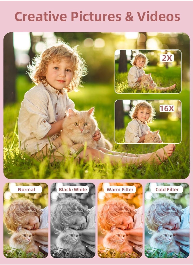 Digital Camera, FHD 1080P Children's Digital Dummy Camera 44MP Vlog Camera with Anti-Shake 16x Zoom, Compact Kids Camera  - Image 3