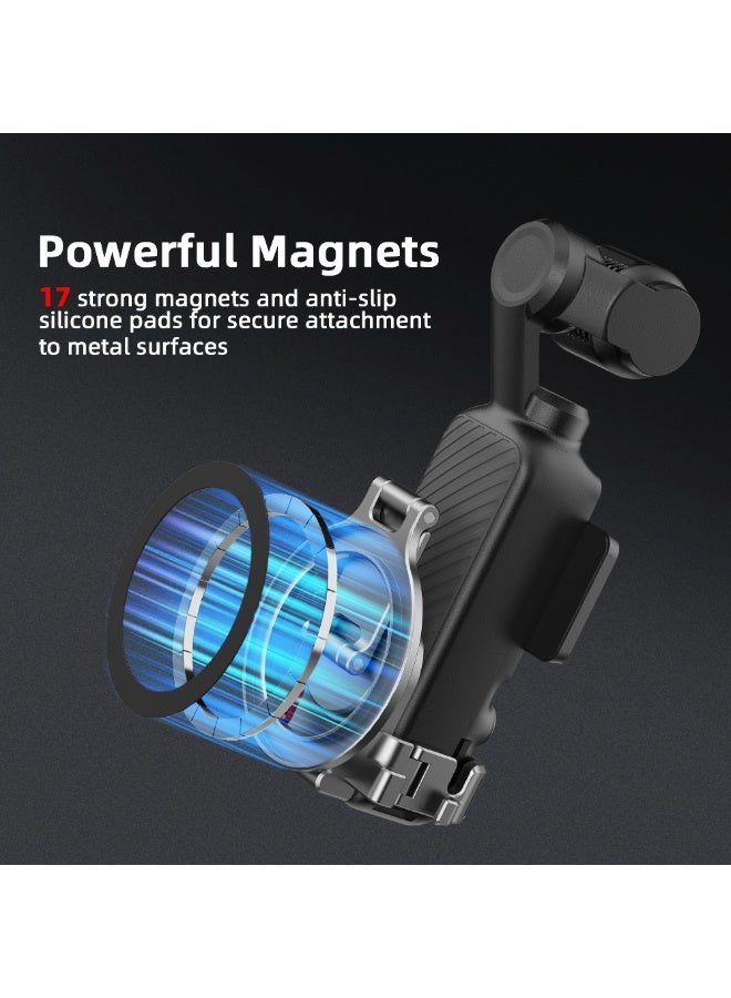 BRDRC Aluminum Alloy Teleprompter Mount for DJI Osmo Pocket 3 – Magnetic Desktop Stand with Cold Shoe & 1/4 Ports, Rotatable Horizontal/Vertical Shooting Camera Holder - Image 4