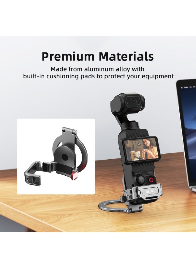 BRDRC Aluminum Alloy Teleprompter Mount for DJI Osmo Pocket 3 – Magnetic Desktop Stand with Cold Shoe & 1/4 Ports, Rotatable Horizontal/Vertical Shooting Camera Holder - Image 3