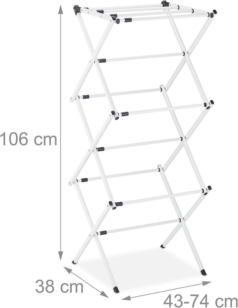 Relaxdays Laundry Stand, Foldable & Extendable Tower, 11 Rails, Space-Saving Clothes Drying Rack, Metal, White, Plastic, Pack of 1 - Image 4