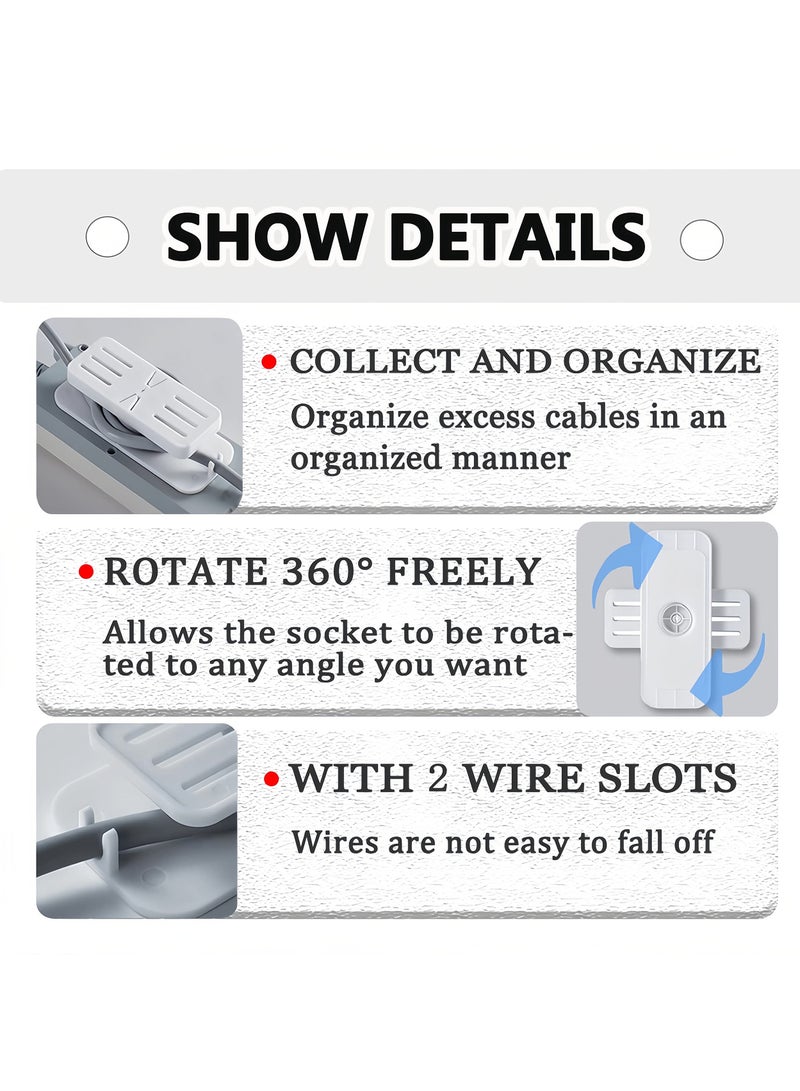 6 Pcs Power Strip Holders, Socket Fixers 360° Rotation Self Adhesive Desktop Socket Fixers Punch-Free Power Strip Holders for Kitchen Home Office Cable Management - Image 2