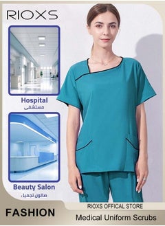 RIOXS Unisex Medical Uniform Scrubs, Women And Men Scrubs Set, Medical Scrubs Short Sleeve Top And Pants, Medical Uniform Scrub Set For Nurses/ Dental Assistants/ Students/ Doctors And Hospital Workers  - Image 2