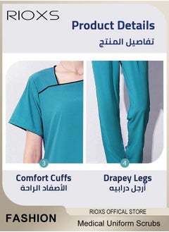 RIOXS Unisex Medical Uniform Scrubs, Women And Men Scrubs Set, Medical Scrubs Short Sleeve Top And Pants, Medical Uniform Scrub Set For Nurses/ Dental Assistants/ Students/ Doctors And Hospital Workers  - Image 5
