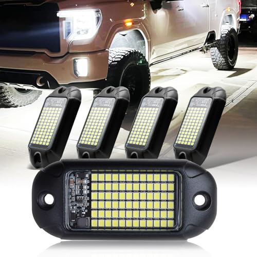 Nicoko 4Pods Pure White 72 Leds SMD Chips 72w High Power Rock Lights Super Bright White Offroad Car Boat Underglow Lights IP68 Waterproof for Truck SUV UTV ATV RZR - Image 1