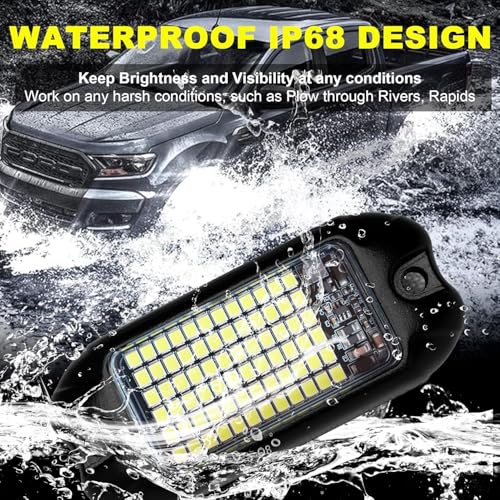 Nicoko 4Pods Pure White 72 Leds SMD Chips 72w High Power Rock Lights Super Bright White Offroad Car Boat Underglow Lights IP68 Waterproof for Truck SUV UTV ATV RZR - Image 4