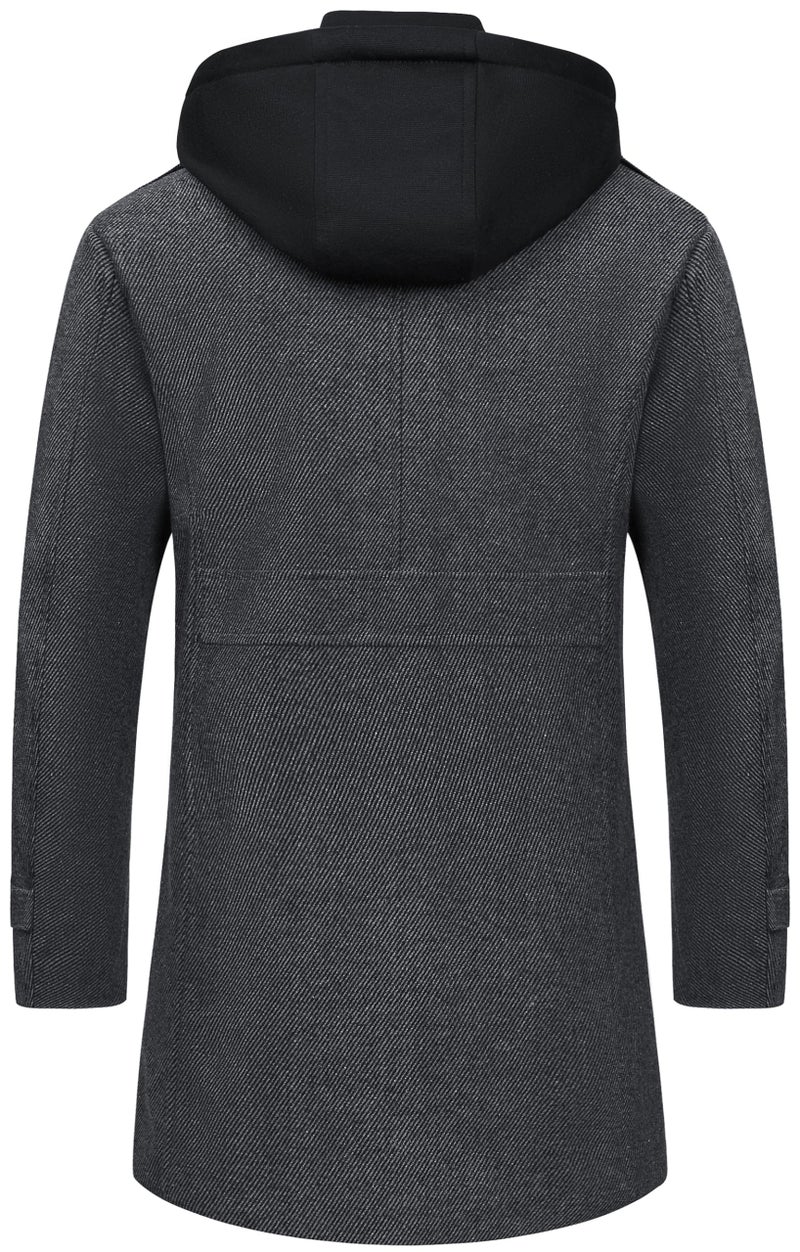 CREATMO US Mens Trench Coat Long Men Coats Winter Pea Classy Jacket Overcoat Single Breasted Casual Lapel Collar Business Overcoats Grey Padding Lined L - Image 3