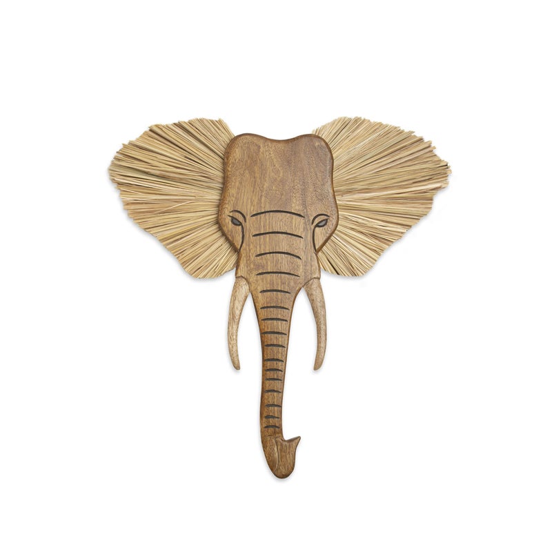 Crane Baby Wooden Safari Wall Decor, Wood Animal Nursery Wall Art, Boho Gender-Neutral Safari Room Decor Elephant 21L X 21W Brown - Image 1