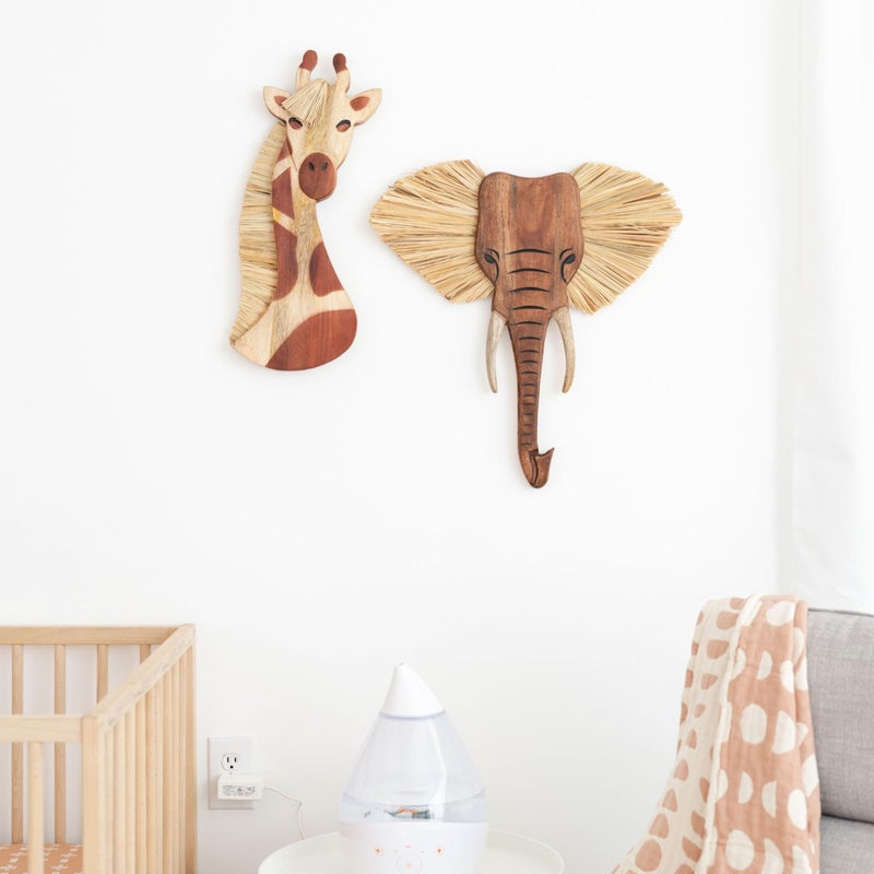Crane Baby Wooden Safari Wall Decor, Wood Animal Nursery Wall Art, Boho Gender-Neutral Safari Room Decor Elephant 21L X 21W Brown - Image 3