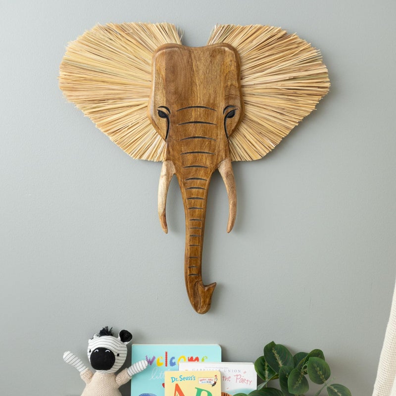 Crane Baby Wooden Safari Wall Decor, Wood Animal Nursery Wall Art, Boho Gender-Neutral Safari Room Decor Elephant 21L X 21W Brown - Image 5