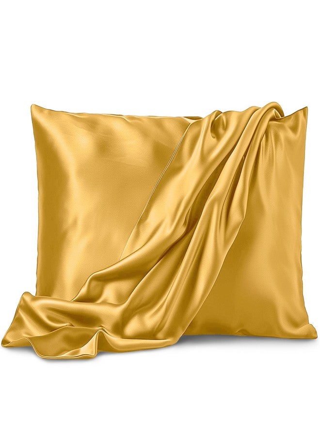Pure Bedding طقم غطاء وسادة من الساتان من بيور بيدينج - مقاس كينج (20 بوصة × 40 بوصة، ذهبي) - أغطية وسائد حريرية ناعمة على الشعر والبشرة - أغطية وسائد من الساتان بإغلاق ظرفي - ألياف دقيقة فاخرة فائقة النعومة - Image 1