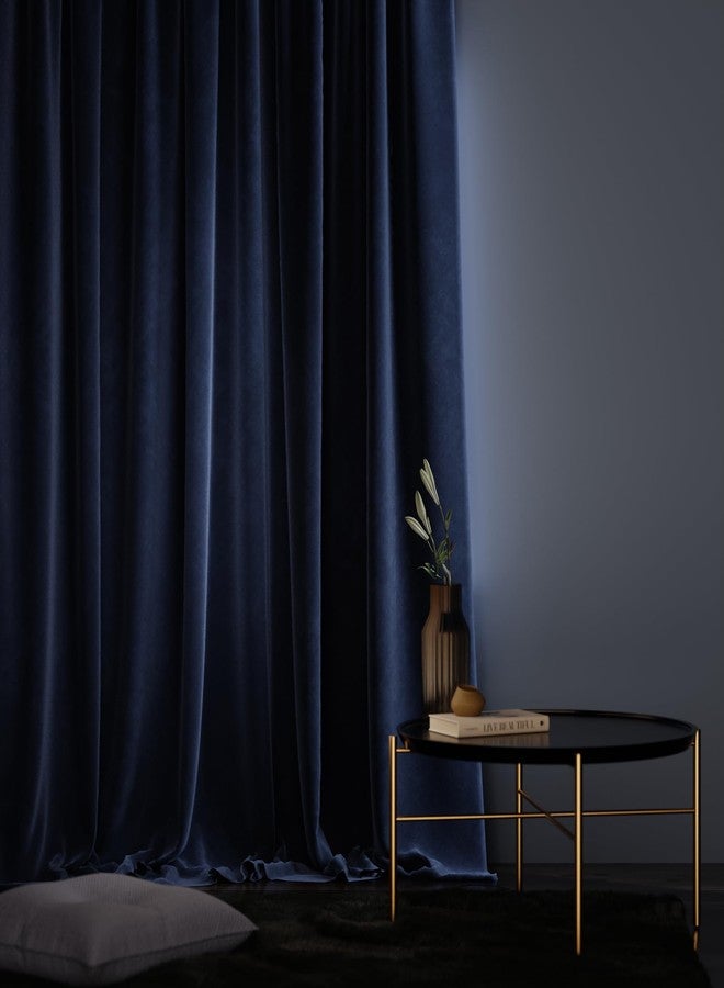 Stoa Paris Velvet Curtains for Window, Premium Dim-Out Curtain for Living Room, Bedroom, Home Decor, Parda with Easy Grommet Installation, Pack of 1, Date Night - Blue Enigma - Image 1