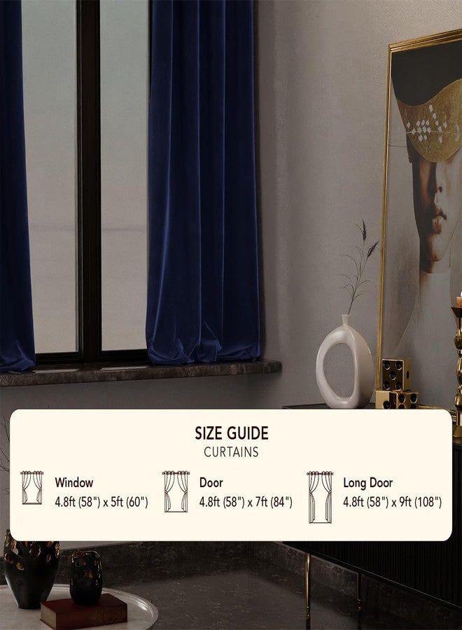 Stoa Paris Velvet Curtains for Window, Premium Dim-Out Curtain for Living Room, Bedroom, Home Decor, Parda with Easy Grommet Installation, Pack of 1, Date Night - Blue Enigma - Image 3