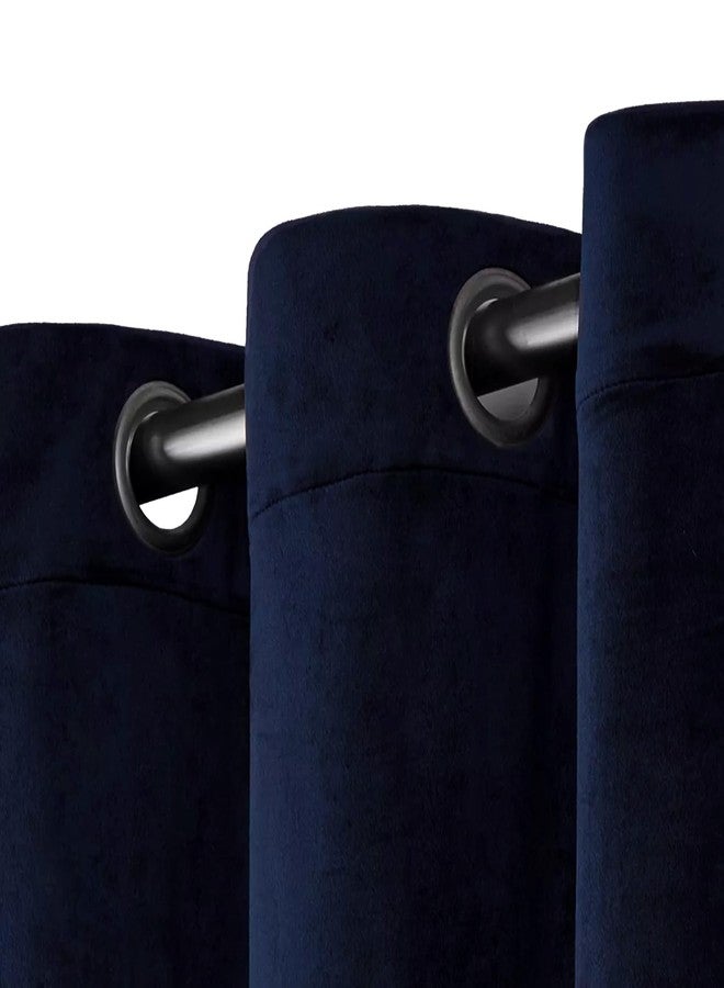 Stoa Paris Velvet Curtains for Window, Premium Dim-Out Curtain for Living Room, Bedroom, Home Decor, Parda with Easy Grommet Installation, Pack of 1, Date Night - Blue Enigma - Image 4