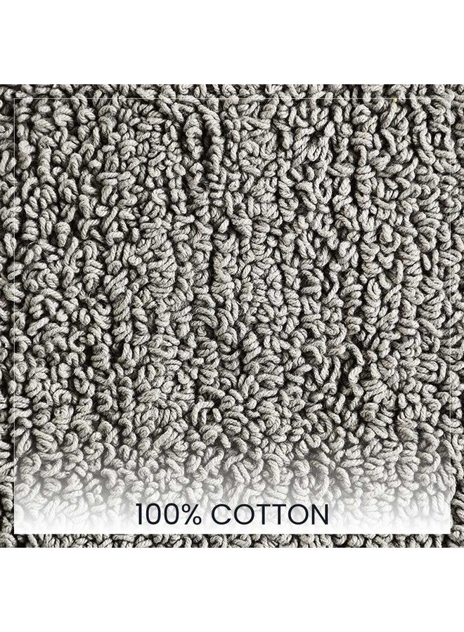 SASHAA WORLD Super Soft Reversible Bath Mat/Bathroom Rug from Crochet Collection | Oval-Shaped with Crochet Border | Ideal for Tub, Shower, Sink, or Vanity | 40 x 60 cm, Grey - Image 3