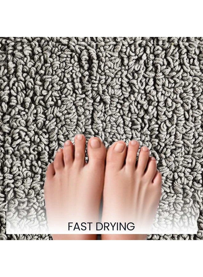 SASHAA WORLD Super Soft Reversible Bath Mat/Bathroom Rug from Crochet Collection | Oval-Shaped with Crochet Border | Ideal for Tub, Shower, Sink, or Vanity | 40 x 60 cm, Grey - Image 2
