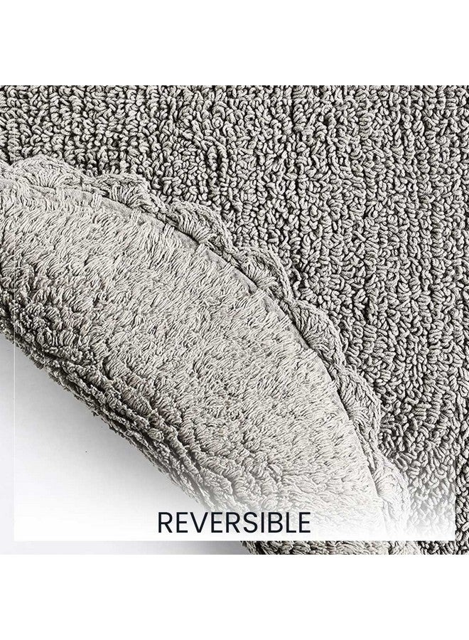 SASHAA WORLD Super Soft Reversible Bath Mat/Bathroom Rug from Crochet Collection | Oval-Shaped with Crochet Border | Ideal for Tub, Shower, Sink, or Vanity | 40 x 60 cm, Grey - Image 4