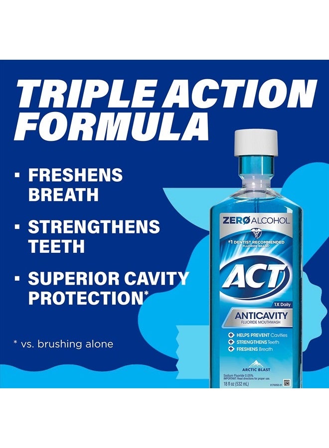 ACT Anticavity Zero Alcohol Fluoride Mouthwash 18 fl. oz., With Accurate Dosing Cup, Arctic Blast - Image 5