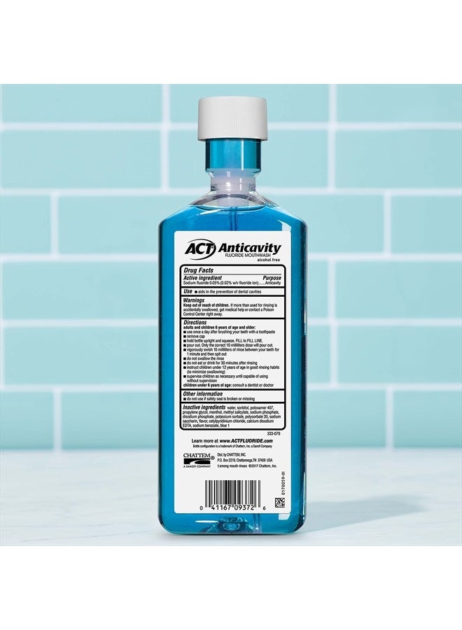 ACT Anticavity Zero Alcohol Fluoride Mouthwash 18 fl. oz., With Accurate Dosing Cup, Arctic Blast - Image 2