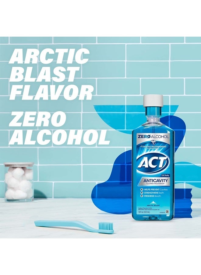 ACT Anticavity Zero Alcohol Fluoride Mouthwash 18 fl. oz., With Accurate Dosing Cup, Arctic Blast - Image 4