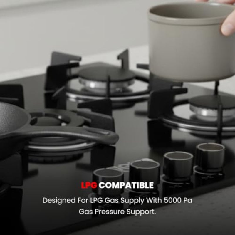5-in-1 Built-In Gas Hob OG3021GC for Kitchen Use, Black Stainless Steel, Auto Ignition Low Gas Consumption, Efficient Heating, 2 Years Warranty - Image 5
