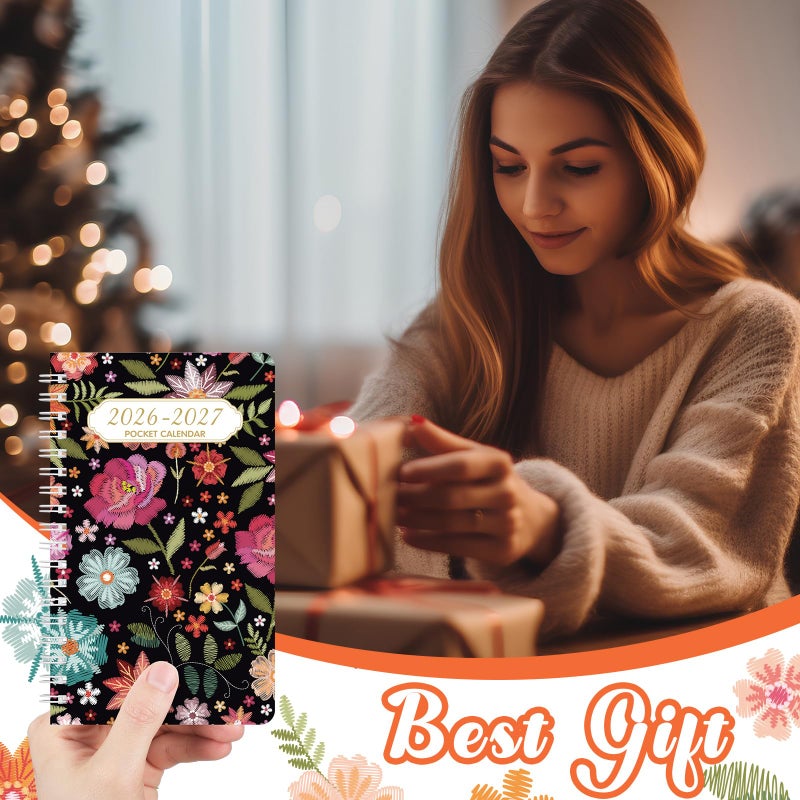 ReliThick 2026-2027 Spiral Small Pocket Calendar for Purse Monthly Planner Notebook with PVC Cover Pocket Calendar Journals Notepads Appreciation Gift for Women - Image 5