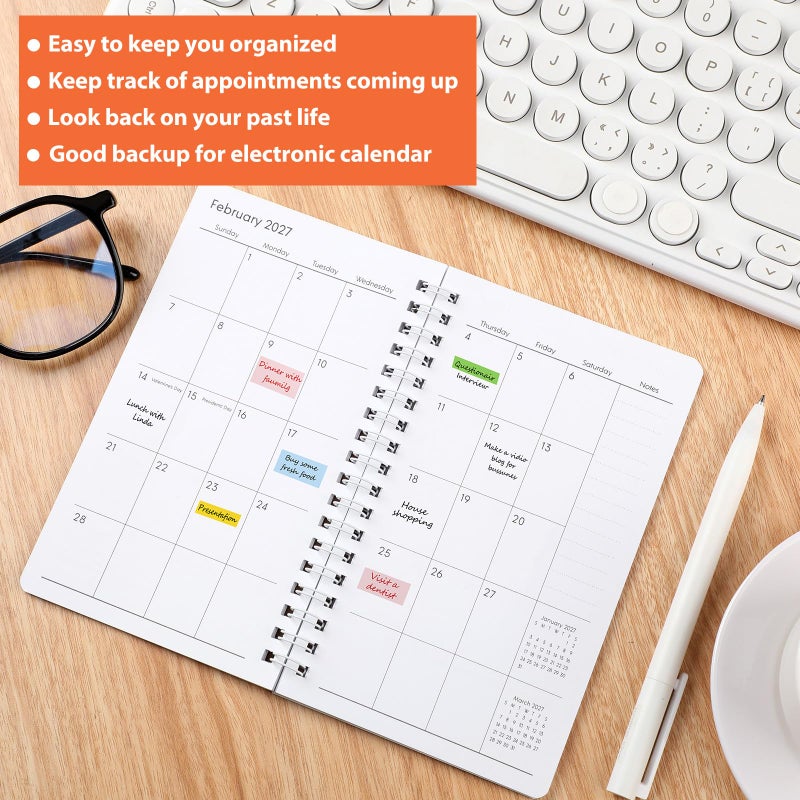 ReliThick 2026-2027 Spiral Small Pocket Calendar for Purse Monthly Planner Notebook with PVC Cover Pocket Calendar Journals Notepads Appreciation Gift for Women - Image 4