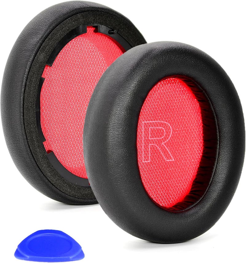 defean Life Q10 Earpads Replacement Ear Cushion Cover Ear Pads Cushion Compatible with Anker Soundcore Life Q10 / Q10 Bluetooth Headset, Softer Leather,High-Density Noise Cancelling Foam (Black-red) - Image 1