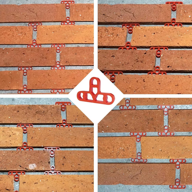 JINYO Red Color 10mm 3/8 inch Thin Brick Veneer Spacer Concrete Americana Classic Red Brick Spacer Old Mill Wall Spacer Brick Panels Spacer Clips Bricklaying Tools Clips Thick Tile Spacer - Image 3