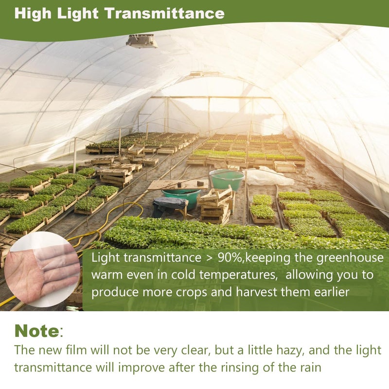 chicarry Greenhouse Plastic Sheeting, 12 x 25ft 6 mil Clear Greenhouse Film, UV Resistant Plastic Sheeting Heavy Duty, Polyethylene Green House Plastic Cover for Farms, Garden, Agriculture - Image 4