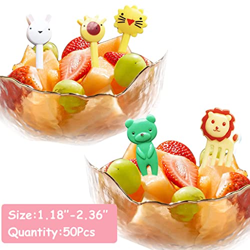 HASTHIP® 10 Pcs Dessert Fruit Forks for Kids, Cute Animals Little Mini Cartoon Toothpick for Cake Dessert Pastry Party Supply, Reusable, Food Grade Plastic, Random Color (Giraffe) - Image 3