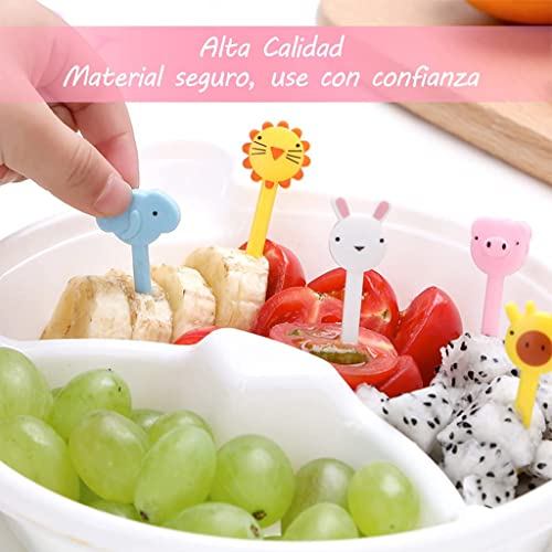 HASTHIP® 10 Pcs Dessert Fruit Forks for Kids, Cute Animals Little Mini Cartoon Toothpick for Cake Dessert Pastry Party Supply, Reusable, Food Grade Plastic, Random Color (Giraffe) - Image 4