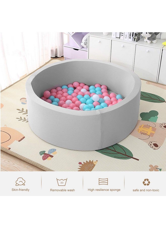 TRENDBOX Soft Memory Foam Ball Pit Sponge Indoor Round Ball Pit For Toddler Children Light Gray - Image 5