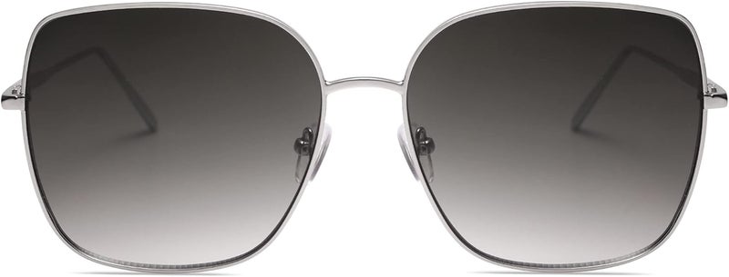Sojos Trendy Oversized Square Metal Frame Sunglasses for Women Men Retro Big Flat Lens UV Protection Sunglasses SJ1146 - Image 3