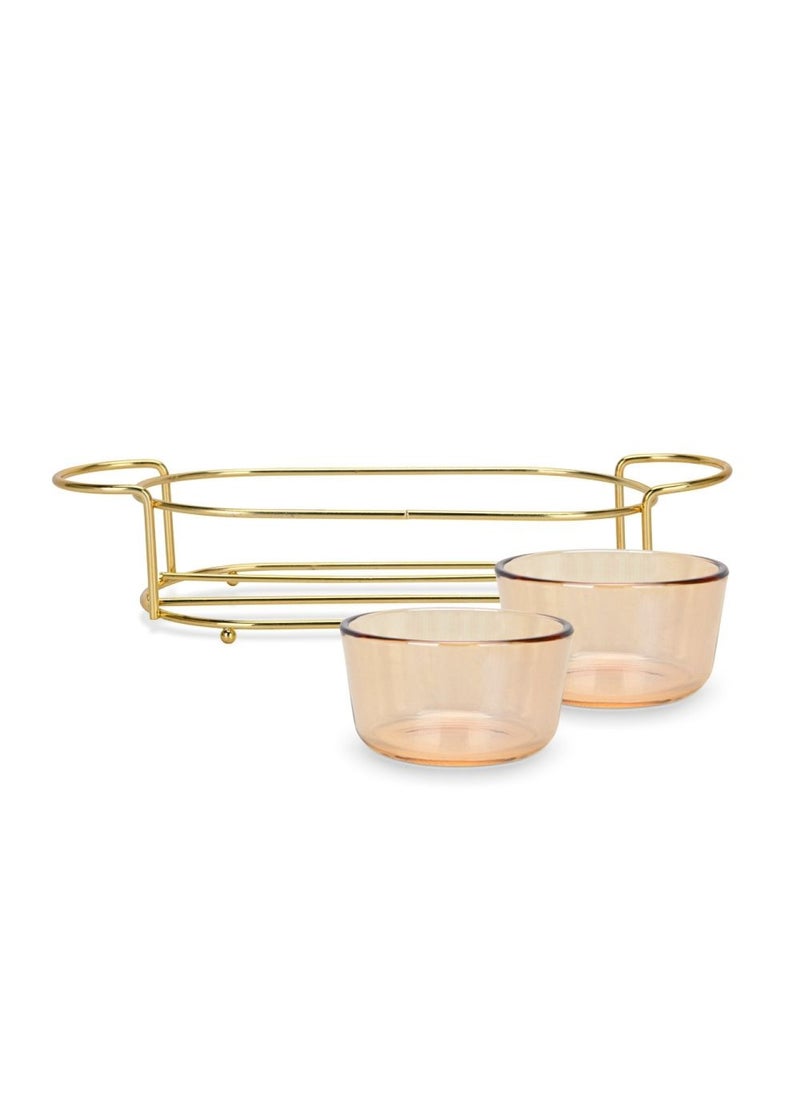 Pristine Fissman Pristine Glass Bowl with Metal Stand - Set of 2  - Image 4