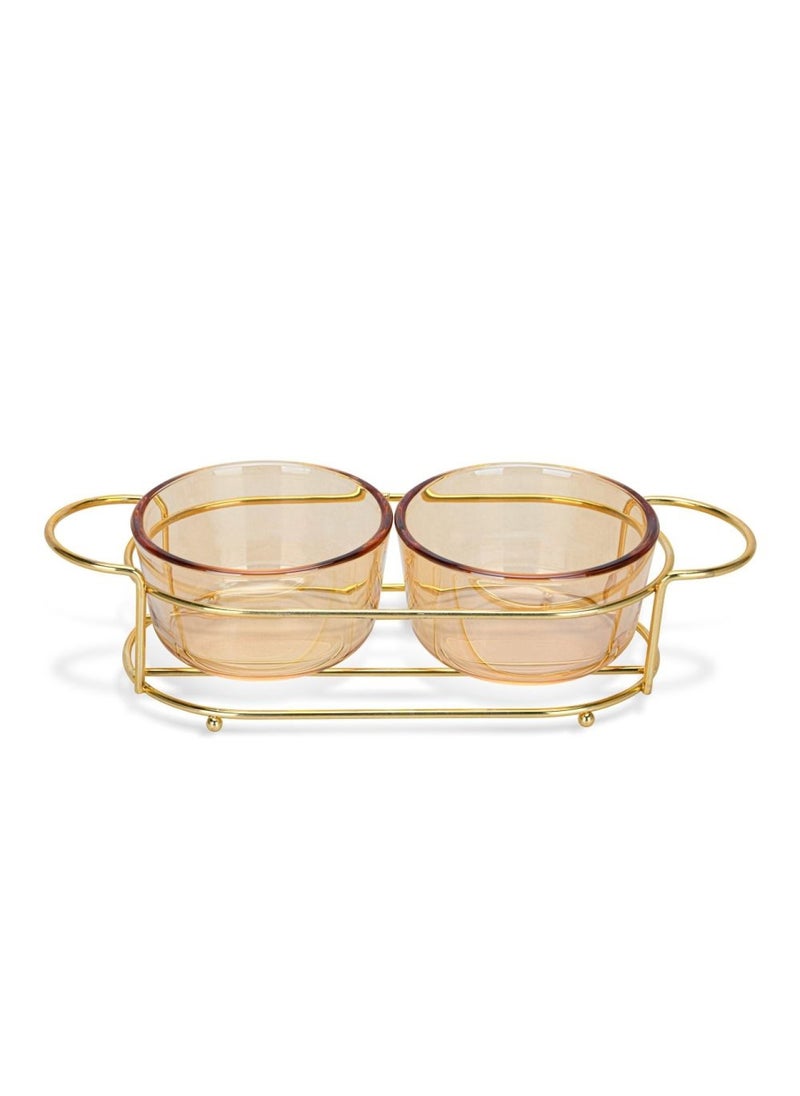 Pristine Fissman Pristine Glass Bowl with Metal Stand - Set of 2  - Image 1