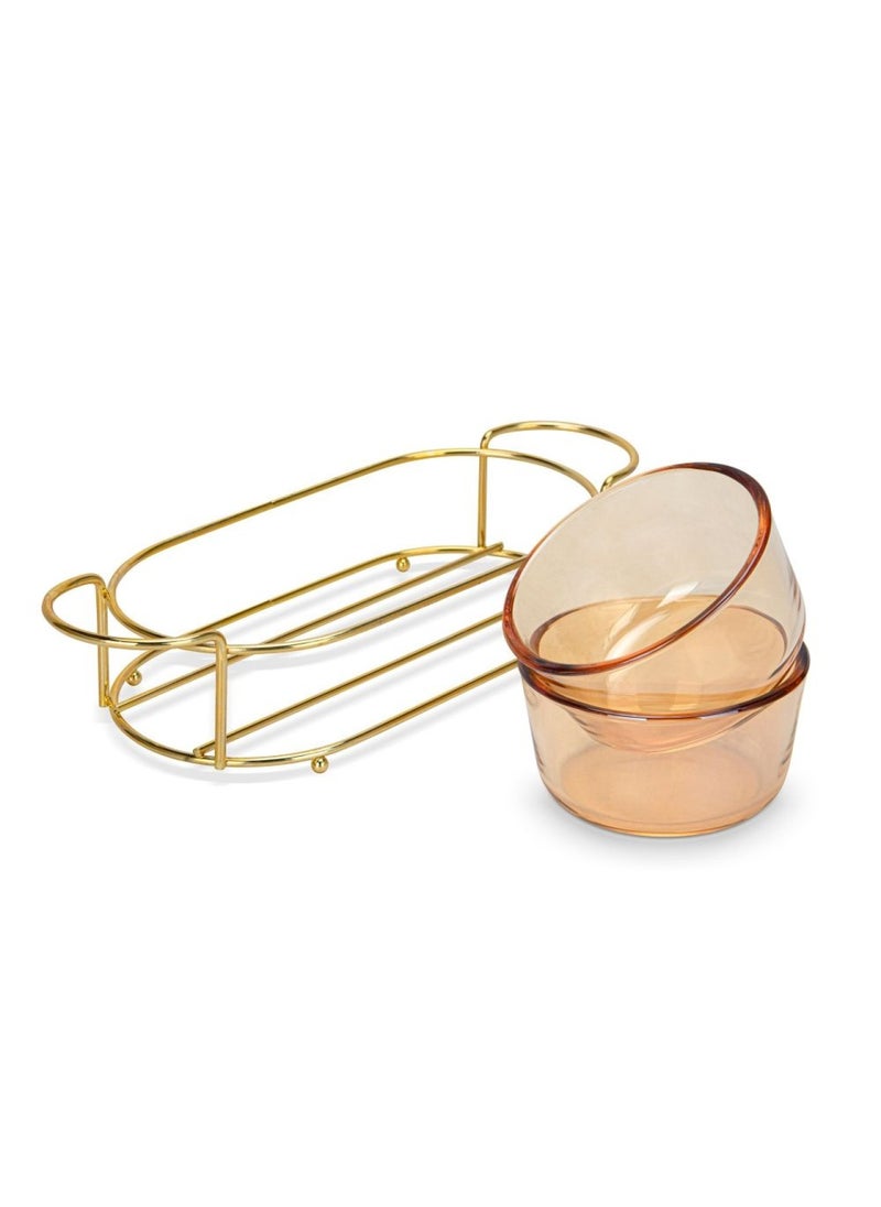 Pristine Fissman Pristine Glass Bowl with Metal Stand - Set of 2  - Image 3