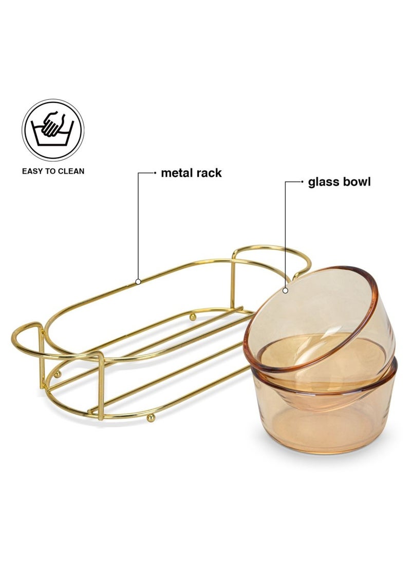 Pristine Fissman Pristine Glass Bowl with Metal Stand - Set of 2  - Image 5