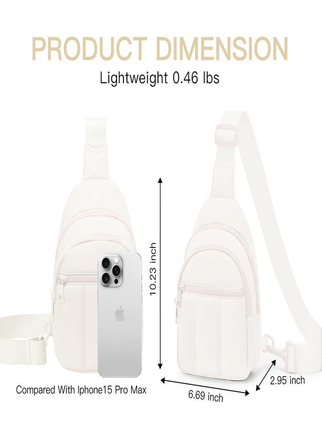 Viverte Quilted Puffer Crossbody Bags for Women Small Puffy Sling Bag Lightweight Cross Body Bubble Purse Shoulder Bag for Travel (Cream White) - Image 5
