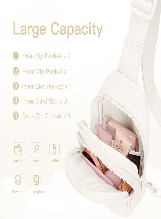 Viverte Quilted Puffer Crossbody Bags for Women Small Puffy Sling Bag Lightweight Cross Body Bubble Purse Shoulder Bag for Travel (Cream White) - Image 4