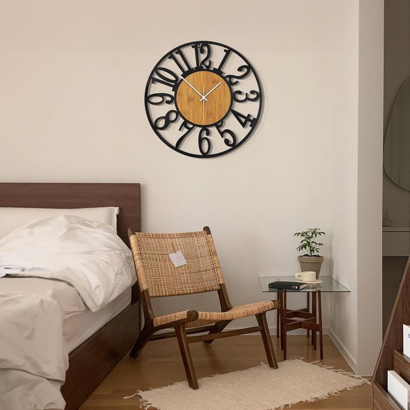 LEIKE Large Wall Clocks,Silent,Non Ticking,Battery Operated Rustic Round Modern Big Wood Wall Clock for Living Room, Bedroom,Kitchen,Farmhouse,Office,Home Decor - Image 5
