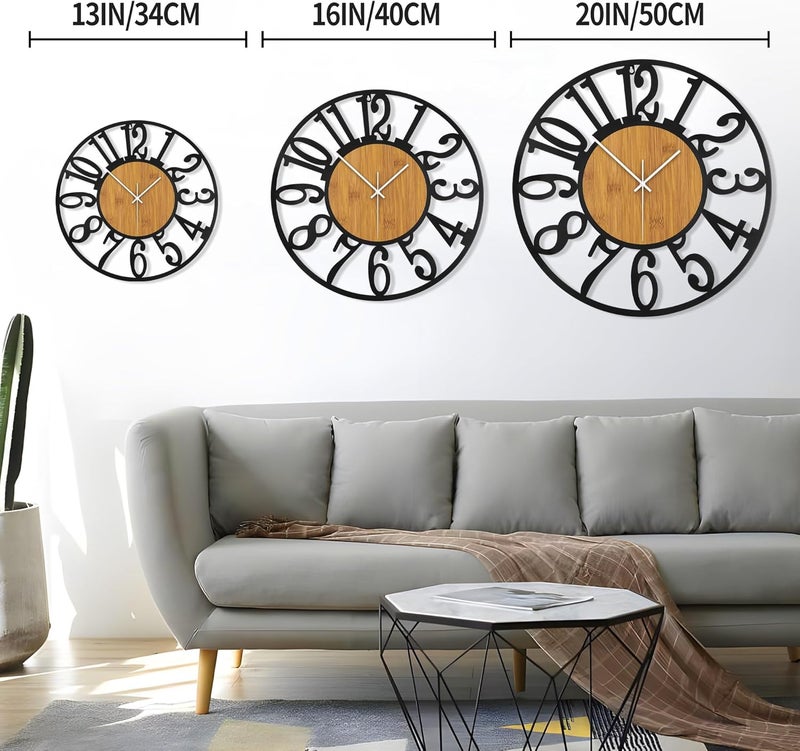 LEIKE Large Wall Clocks,Silent,Non Ticking,Battery Operated Rustic Round Modern Big Wood Wall Clock for Living Room, Bedroom,Kitchen,Farmhouse,Office,Home Decor - Image 2