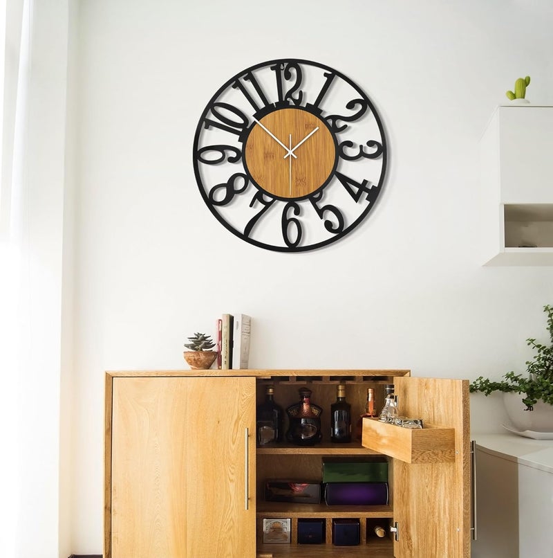 LEIKE Large Wall Clocks,Silent,Non Ticking,Battery Operated Rustic Round Modern Big Wood Wall Clock for Living Room, Bedroom,Kitchen,Farmhouse,Office,Home Decor - Image 4